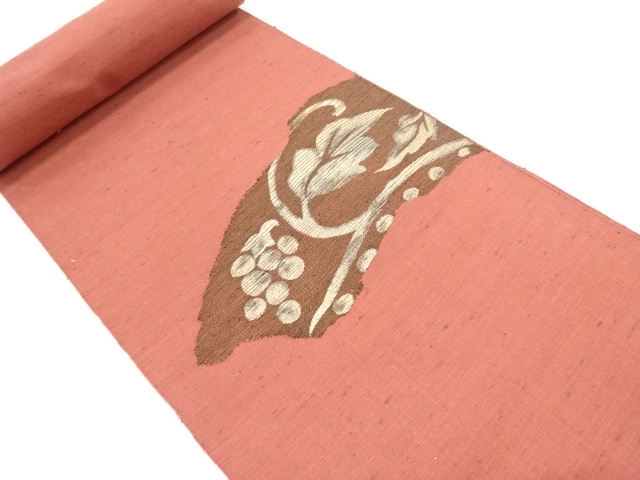 JAPANESE KIMONO / ANTIQUE BOLT FOR NAGOYA OBI / SILK / WOVEN GRAPE